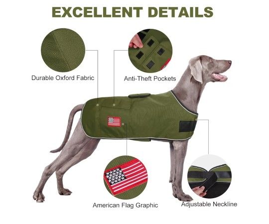 Dog Winter Coat for Medium Dogs Waterproof, Warm Reflective Great Dane Oxford Canvas Jacket, Fleece Dog Cold Weather Coats Windproof for Female Male