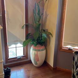 Large Decorative Vase With fake Plants