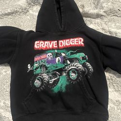 Monster Jam Grave Digger toddler boys' fleece pullover hoodie. 