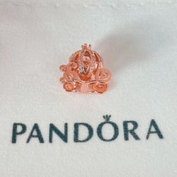 Genuine PANDORA Rose Gold Disney Cinderella Sparkling Carriage Charm W/Pouch