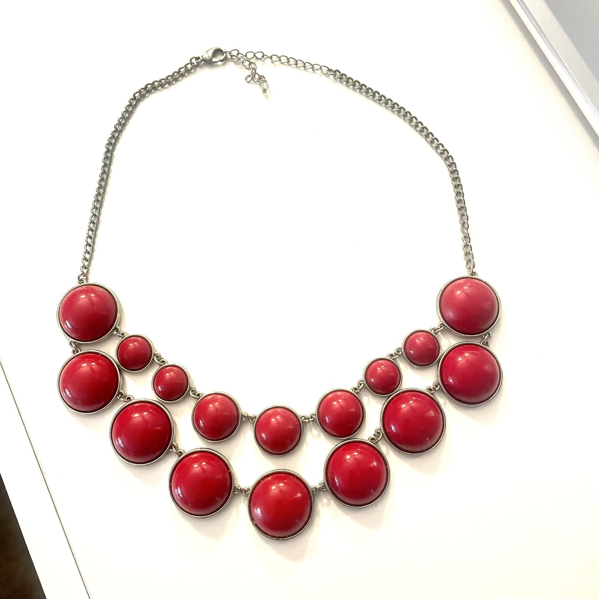 Red Bauble Statement Necklace
