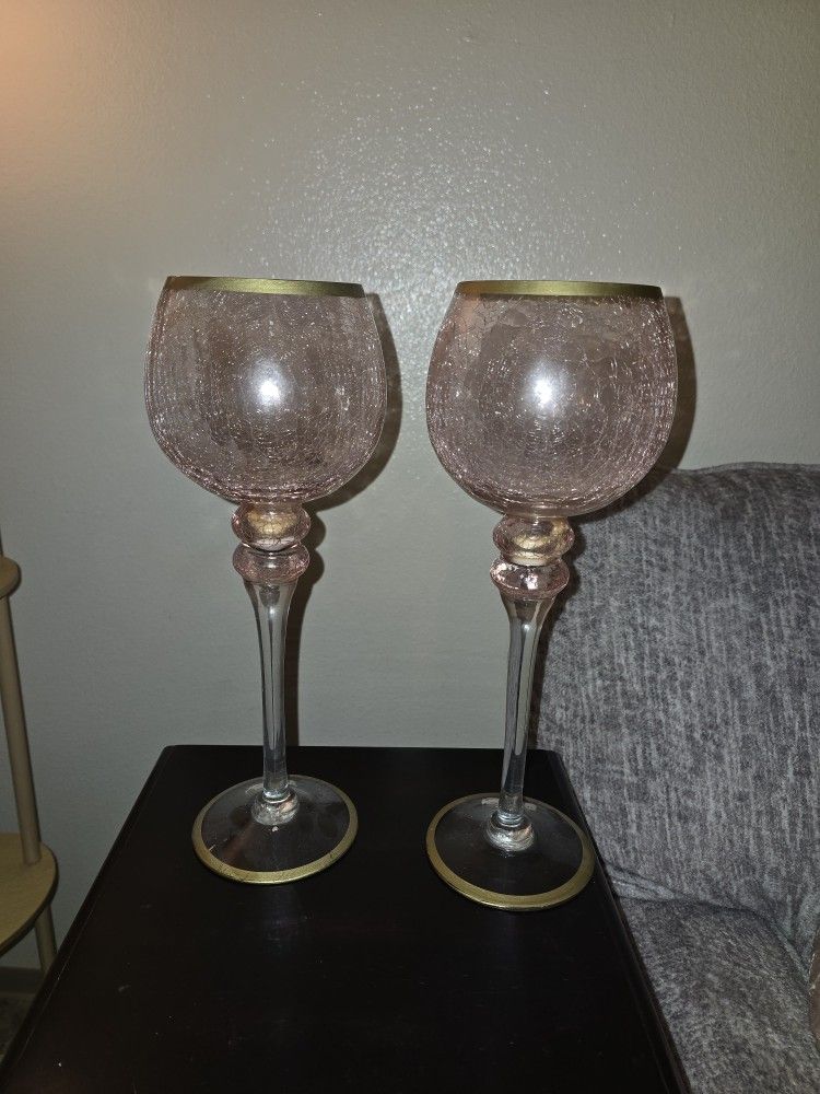 Crackle Glass Candle Holders