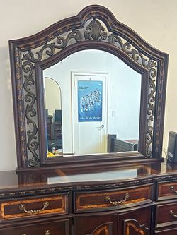 Ornate Wooden Framed Dresser Mirror