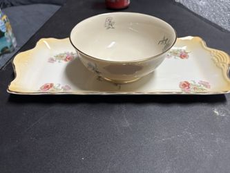 Floral Bowl and Tray Set