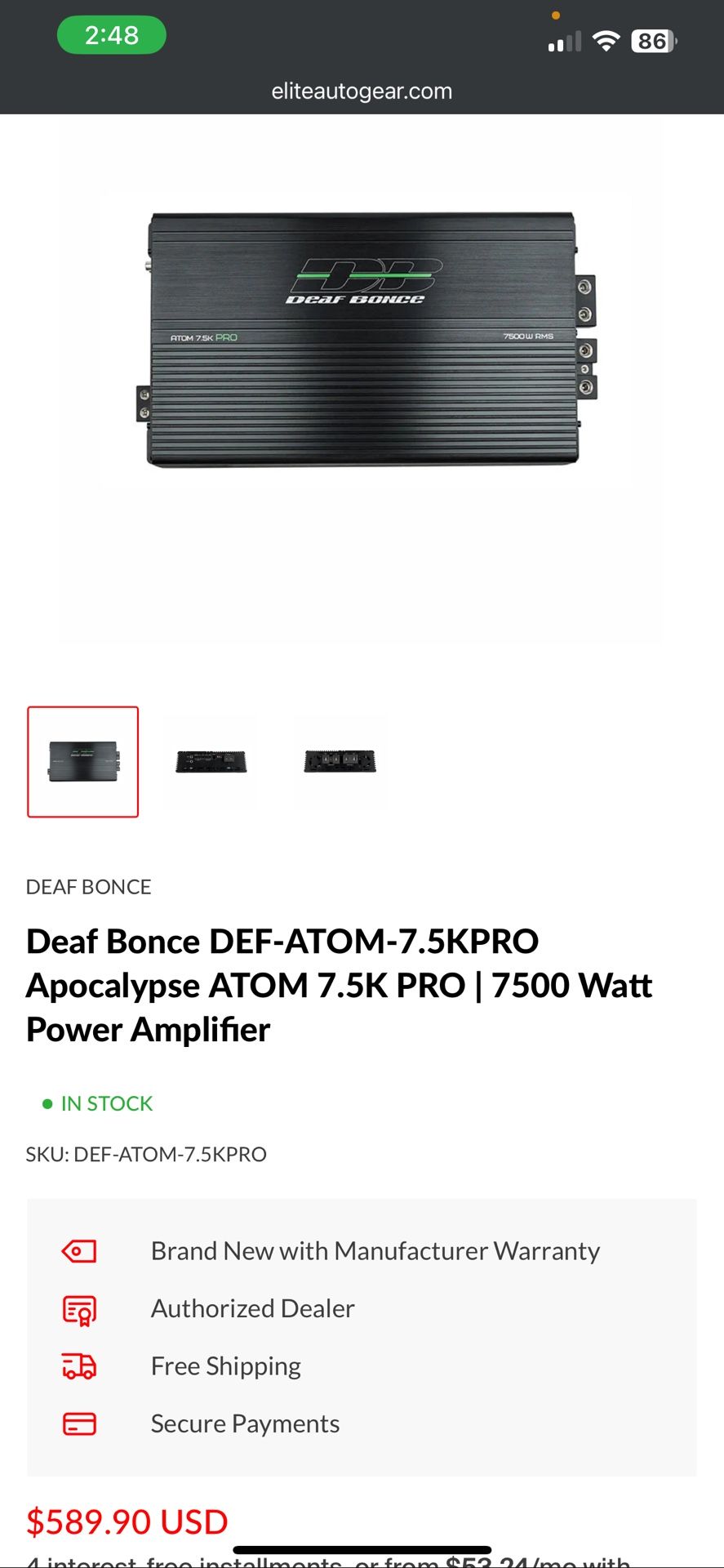Deaf Bonce Atom Pro 7.5k Rms Amp
