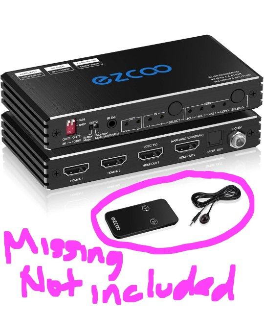 HDMI Spiltter 4k 60Hz ARC eARC for Soundbar HDMI Switch Bi