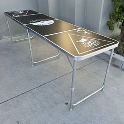 New In Box 8 X 2 Feet Foldable Aluminum Beer Pong Drinking Party Gaming Table Outdoor Indoor Portable Furniture 