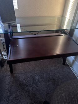 Glass top computer desk
