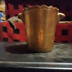Old Solid Brass Vase or Planter 