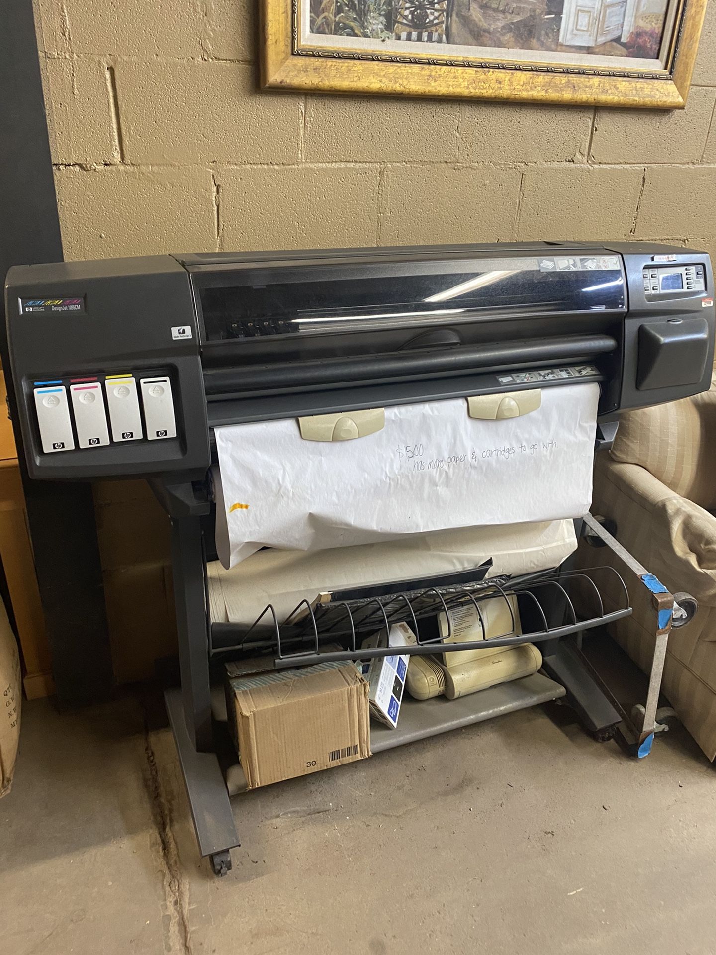 HP DESIGNJET 1055CM Printer + Paper