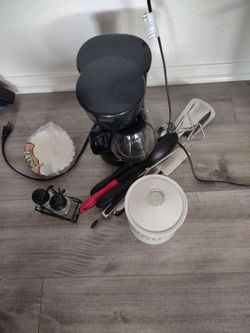 Coffee pot and other items salt and pepper