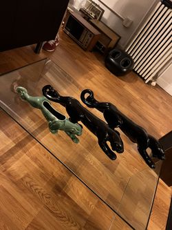 MCM ceramic black crouching panthers