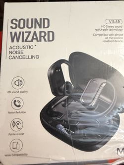 Sound Wizard M74 Bluetooth Earbuds Black Noise Cancelling 8D Sound