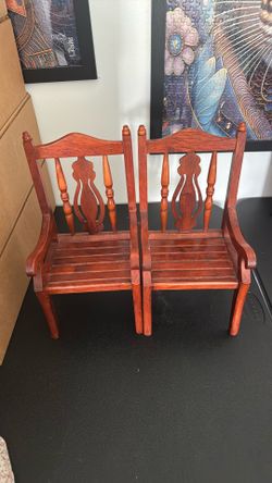 2 Wood Doll Chairs 