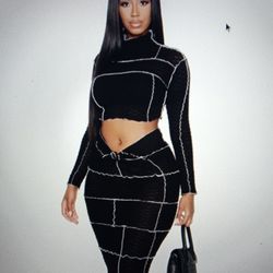 Size L Fashion Nova Mesh Skirt Set 