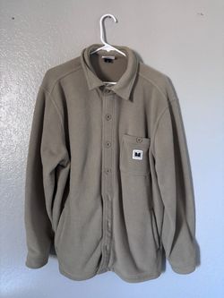Olive Fleece Button-Up Shirt Jacket