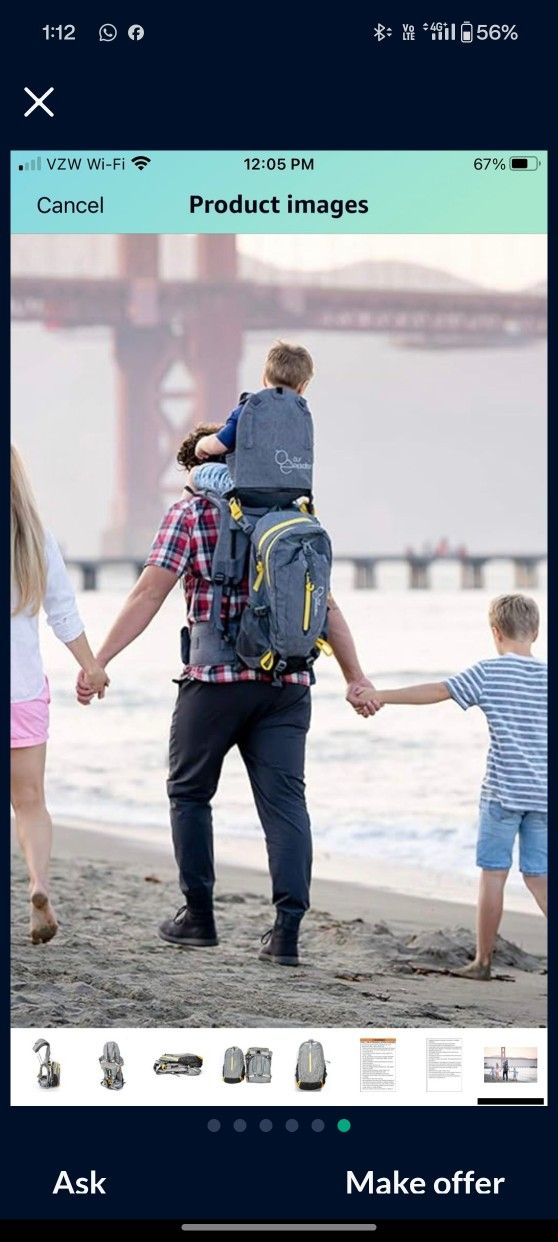 Shoulder Hiking Carrier for Child and Toddler with Sunshade and Detachable Backpack by Our Expedition