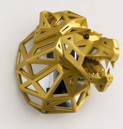 Gold Geometric Lion Head Wall Mirror
