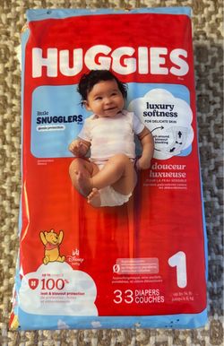 New Huggies Little Snugglers Baby Diapers Size 1 (8-14 lbs), 33 Count