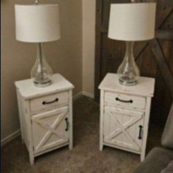 Farmhouse Distressed White Side Tables