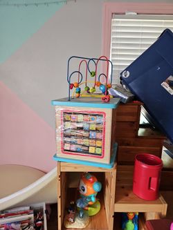 Kids Wooden Activity Cube with Bead Maze