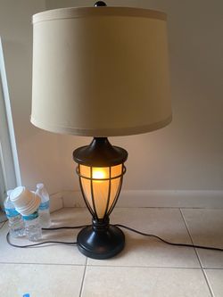 Bronze Table Lamp with Cage Base
