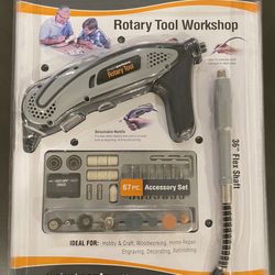 Project partners, Rotary Tool Workshop w/36" flex shaft and 67 piece accessories