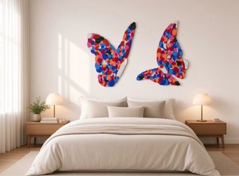 Colorful Wood Butterfly Wall Art (Set of 2)