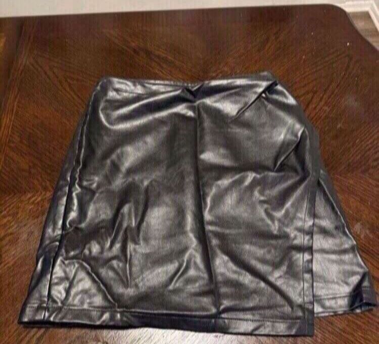 Cider Black Leather Skirt 