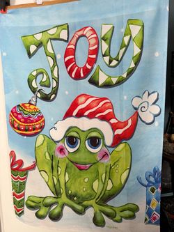 Adorable Christmas Flag “Joy” Frog Design