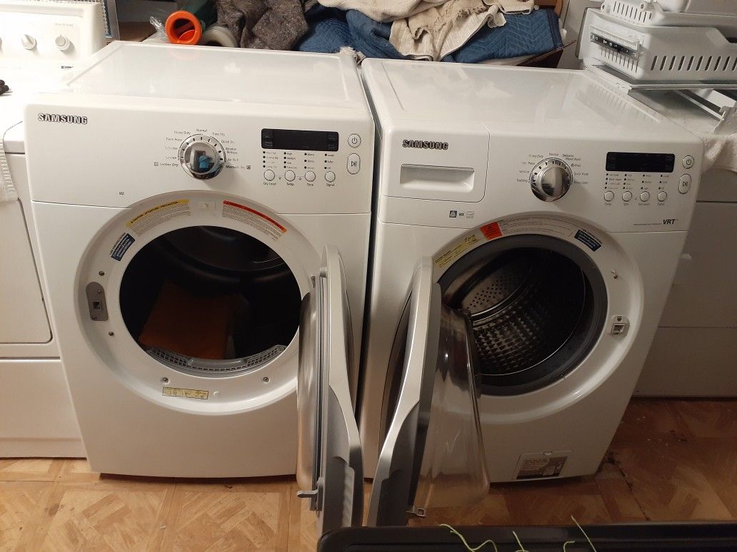 Samsung VRT matching front load stackable washer dryer set with