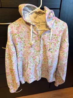 Woman Size S PINK  Victoria's Secret Floral Full Zip  Hoodie
