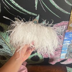 Really Fun White Feathered Clutch 