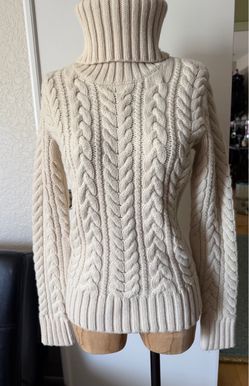 New Ralph Lauren Rugby Thick Heavy cable knit turtleneck wool/cashmere sweater Small