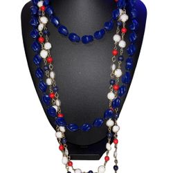Vintage Signed Sarah Cov Red, White & Blue Necklace Bundle