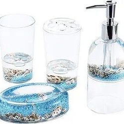  4 Piece Acrylic Liquid 3D Floating Motion Bathroom Vanity Accessory Set
