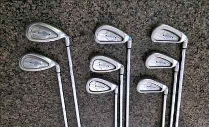 Callaway Golf Steelhead X-14 irons 3,4,5,7,8,9,S,P missing 6 iron XL long steel shaft Constant weight Golf pride grips