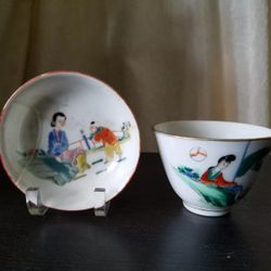Antique/Vintage Chinese Tea Cup and Saucer Not Original Pair