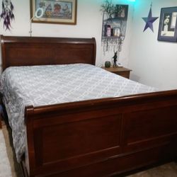 Ashley Furniture Solid Mahogany Sleigh Bed Frame -  Queen Size