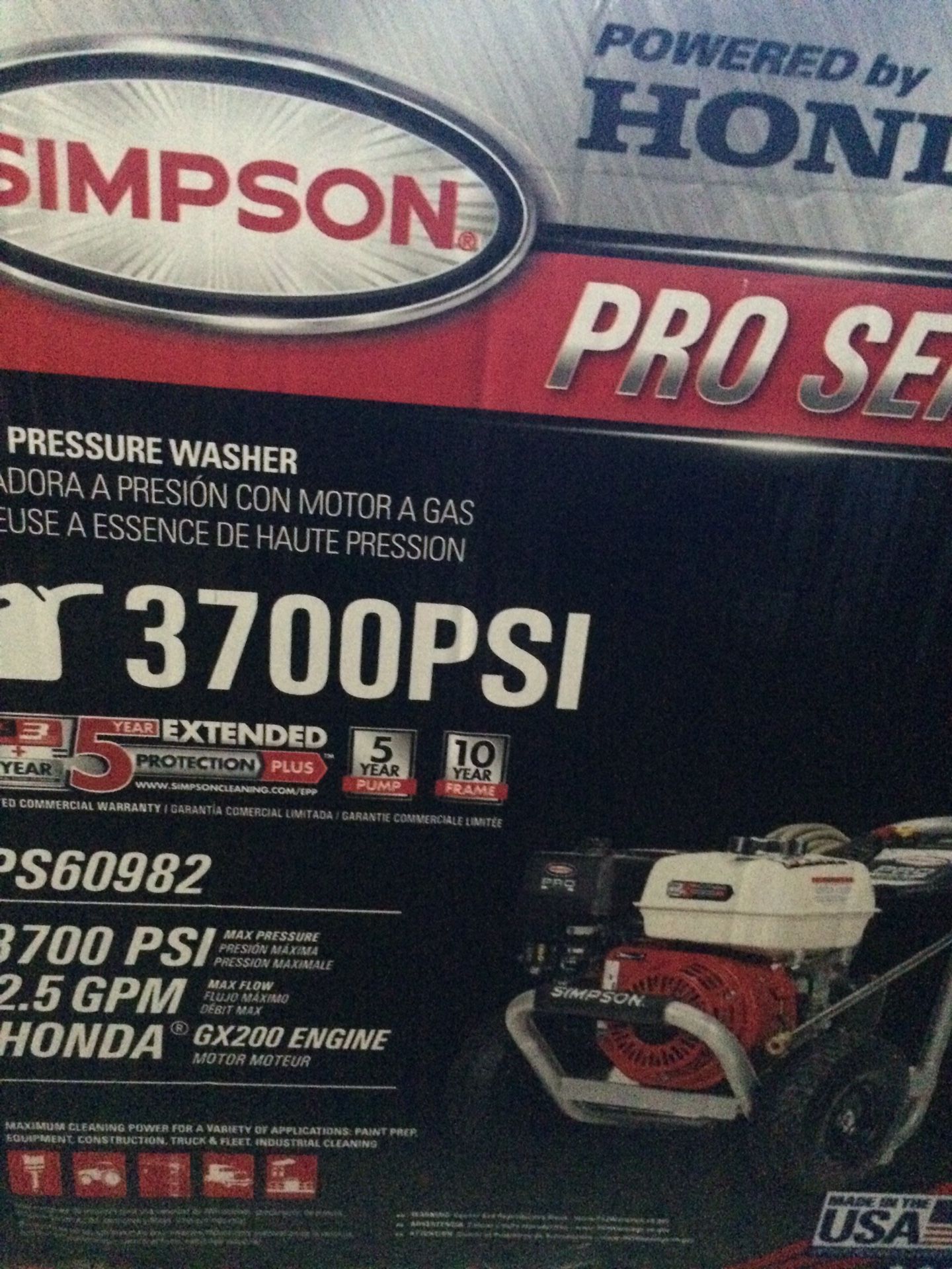 Simpson 3700 psi pressure washer