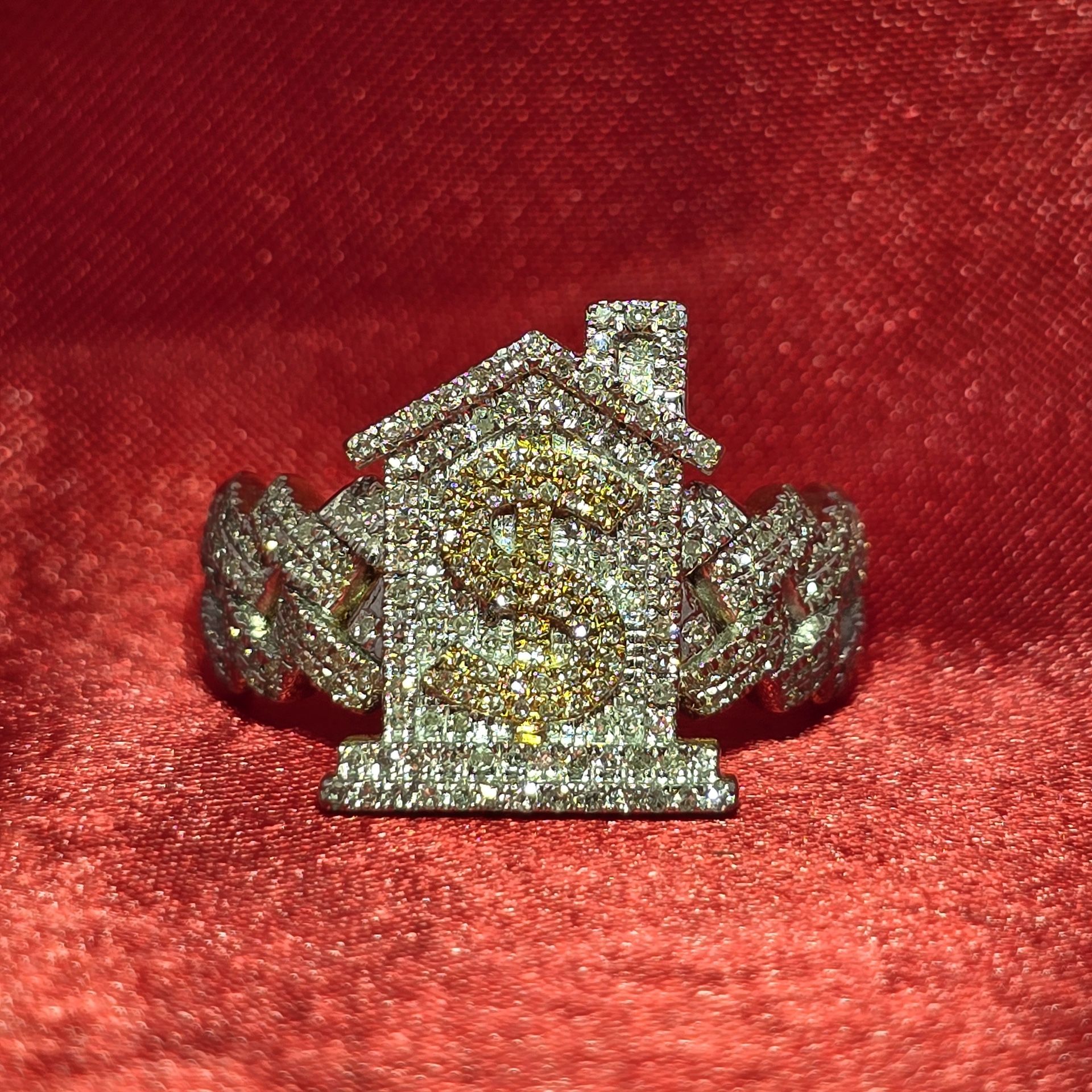 10k Yellow Gold Diamond Money Trap House Ring 0.63 ctw
