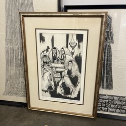 Rare Signed George Crionas "The Reading of Torah" 27/100 Judaica Jewish Art Print