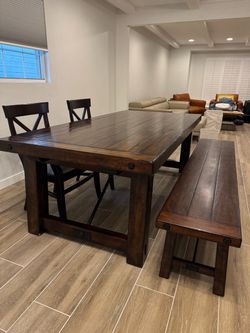 Pottery Barn Benchwright Dining Set - Rustic Mahogany - $1,500 OBO