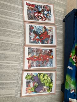 Set of 4 SuperHero Posters Framed