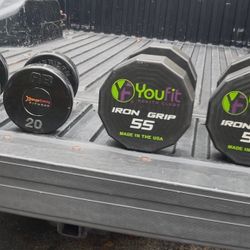 PAIR OF RUBBER DUMBBELLS :  20s = $60   &  50s   =   $140