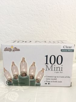 100 mini light set- clear green wire