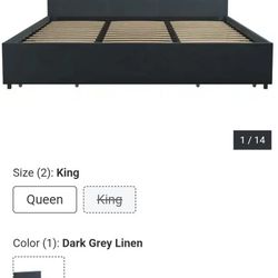 King Bed with Storage Drawers (New In Box)