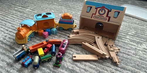 Lakeshore Learning Train Station with trains + Disney Train Set