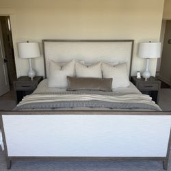 Restoration Hardware French Contemporary King Bed W/Nightstands