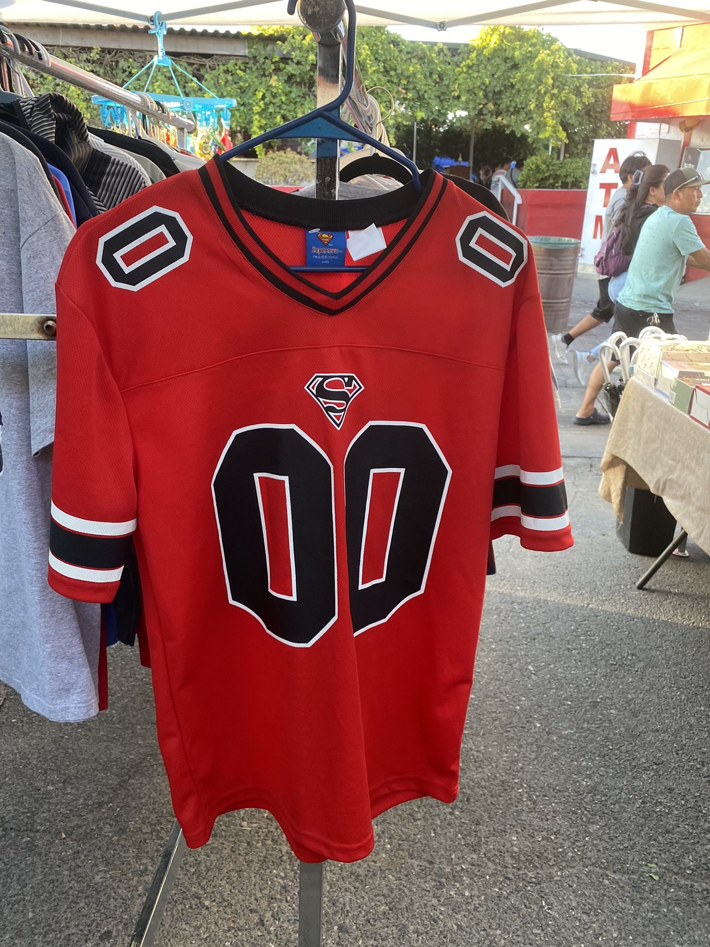 Dc Comics Superman Logo Red Black Football Jersey Shirt Size M